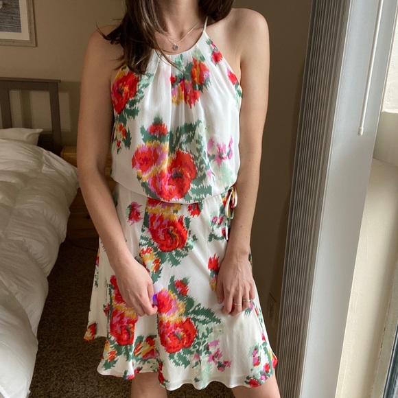 Joie waist tie floral sleeveless silk dress - Picture 4 of 6